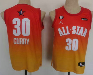 Men%27s Golden State Warriors 30 Stephen Curry Orange 2022 All Star 6 Patch Icon Sponsor Swingman Jersey->los angeles lakers->NBA Jersey